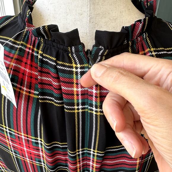 NWT J. Crew Factory Sz 8 Ruffleneck Tartan Plaid Long Sleeve Midi Peasant Dress - Picture 6 of 9